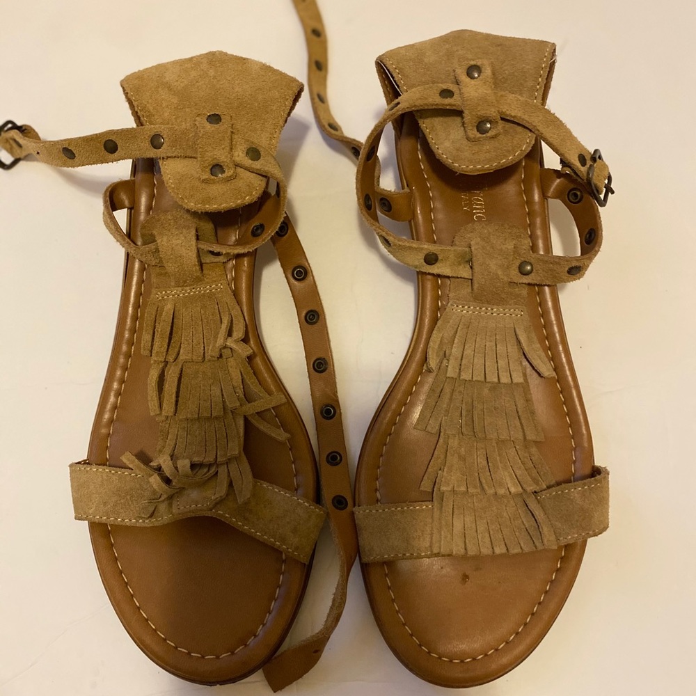 Cristina Francini Fringe Suede Sandals sz 6